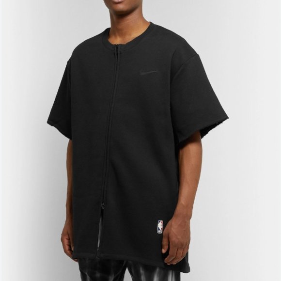 Nike x Fear of God Black Oversized Cotton-Blend Jersey Zip-Up Sweatshirt Sz XS - Picture 2 of 14